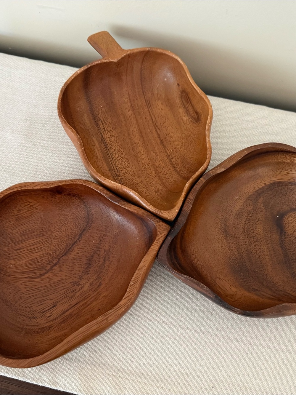 Vintage Wooden Leaf Serving Bowls